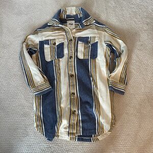 Aerie Blue and White Striped Teddy Jacket
